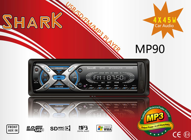 MP90 MP3 WMA Autoradio USB & SD Reflex Design 180 WATT bis 64GB